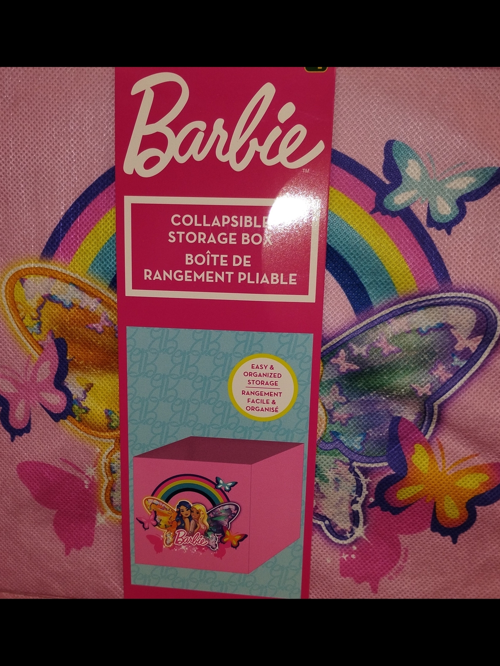 Barbie Pink Butterfly & Rainbow Collapsible Storage Box